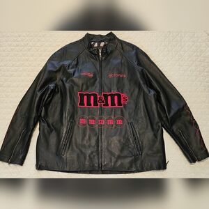 Rare M&M NASCARblack leather jacket